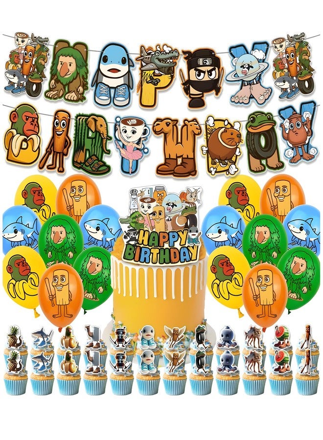 Buildcon 42PCS Brainrot Birthday Decorations, Kids Party Decor, Large Rubber Theme Props - Image 1